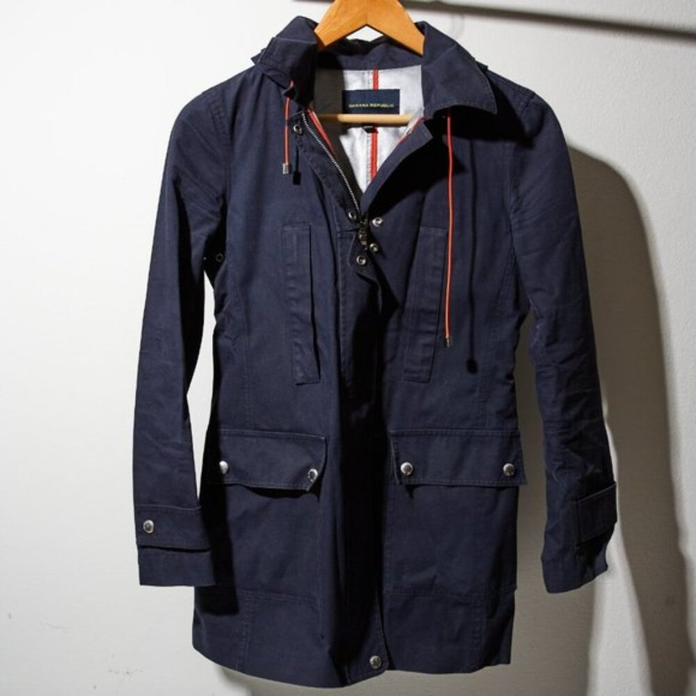Banana Republic Navy Blue & Orange Rain Coat